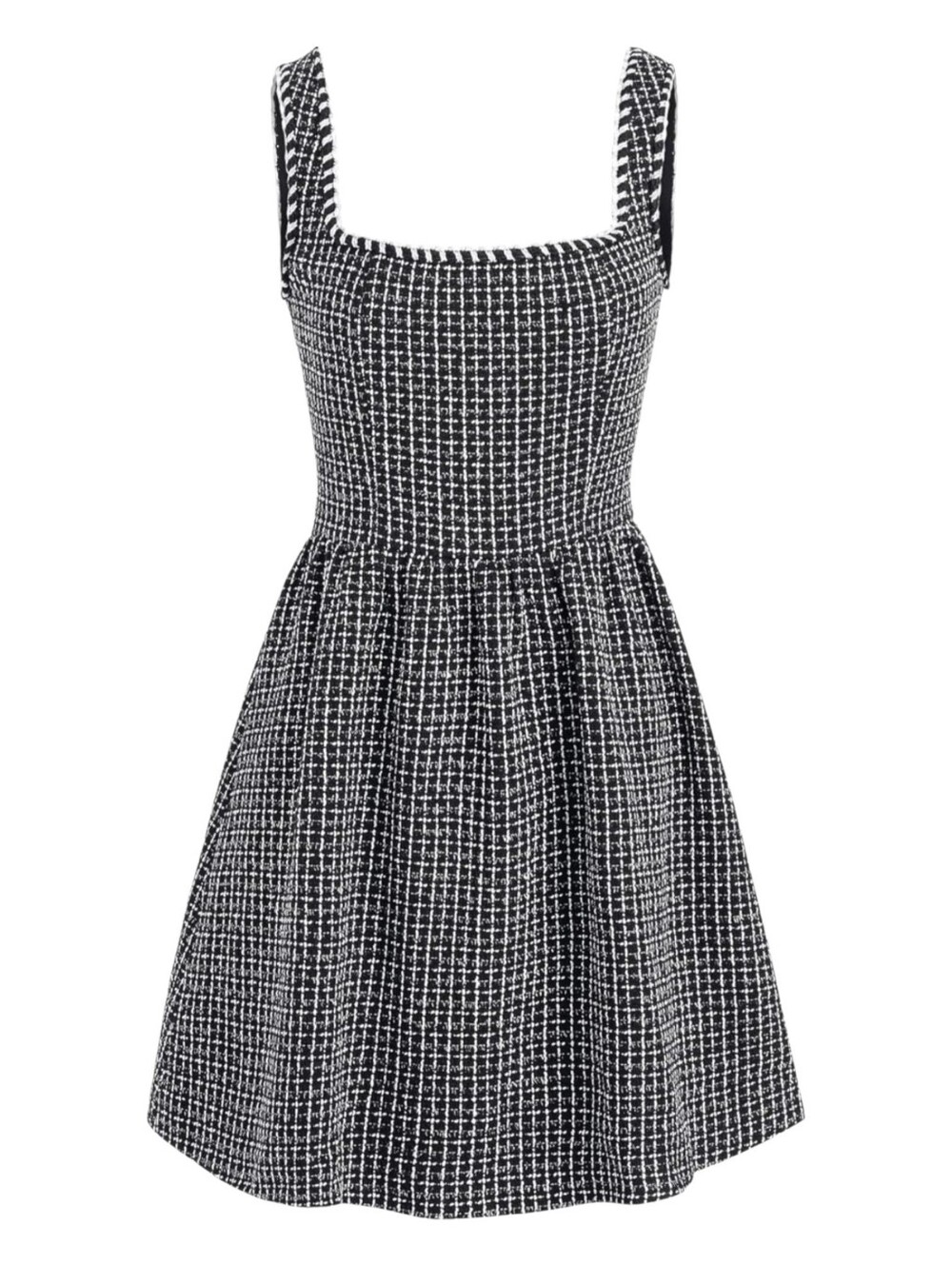 CIDER Tweed U-Neck Mini Dress Black White Metallic Coquette Preppy 0XL NWT